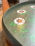 Vintage 1970s St Michael Melamine Tray – Olive Green with Mustard Yellow Floral Poppy Design