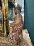 Rear three-quarter view of antique Chinese carved wood ancestor figure
