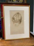 Beautiful 19th Century Framed Original Drawing of a Young Woman – Signed & Titled