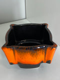 Vintage Lugthart Gouda Drip Glaze Pottery Plant Pot – Orange & Brown