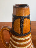 Mid-Century Scheurich West German Pottery Jug Vase – Brown, Cream & Black