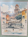 Framed Limited Edition Colour Etching – Italian Coastal Scene by Roger Hebbelinck