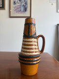 Mid-Century Scheurich West German Pottery Jug Vase – Brown, Cream & Black