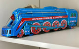 Vintage 1970s Boxed International Express Tin Plate Toy Train – Friction Driven