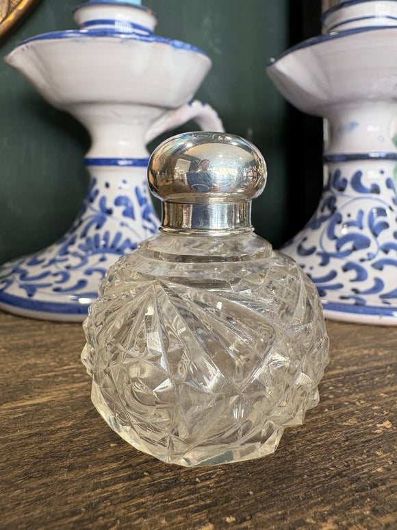 Small Antique Edward VII Silver Top Crystal Scent Bottle – Birmingham 1908