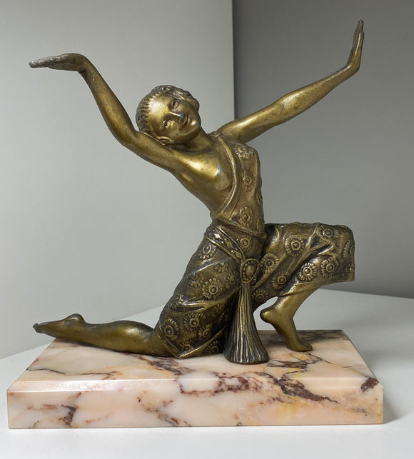 Art Deco spelter dancer on marble base