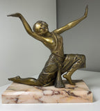 1920s Art Deco Exotic Dancer – Gilt Spelter Figure on Marble Base