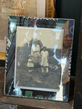 1930s Art Deco mirrored photo frame with original sepia photograph, front view