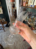 Edinburgh Crystal thistle pattern vase held in hand showing full form
