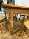 Charming Antique Pine Table & Set of Four Elegant Chairs