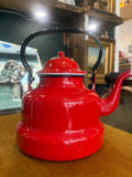 Vintage Mid-Century Red Enamel Kettle – Retro Kitchenware, Collectible Teapot