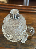 Vintage Cut Glass Scent Bottle with Birmingham Sterling Silver Collar, 1929