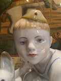 1950s Russian Porcelain Figurine – Young Soviet Border Guard with Dog – Lomonosov Factory – 13cm