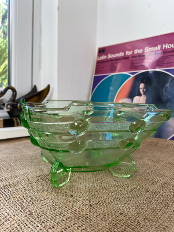 Art Deco uranium glass bowl by Stoelzle