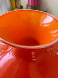 Mid-Century Italian Opaline Glass Vase with Clear Applied Handles