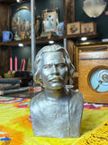 Aluminium bust of Maxim Gorky, 1981 – Soviet-era sculpture from Leningrad, vintage Russian metal art