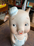 Vintage Bisque Porcelain Pig Money Bank | Anthropomorphic Piggy Bank | c.1950s–60s