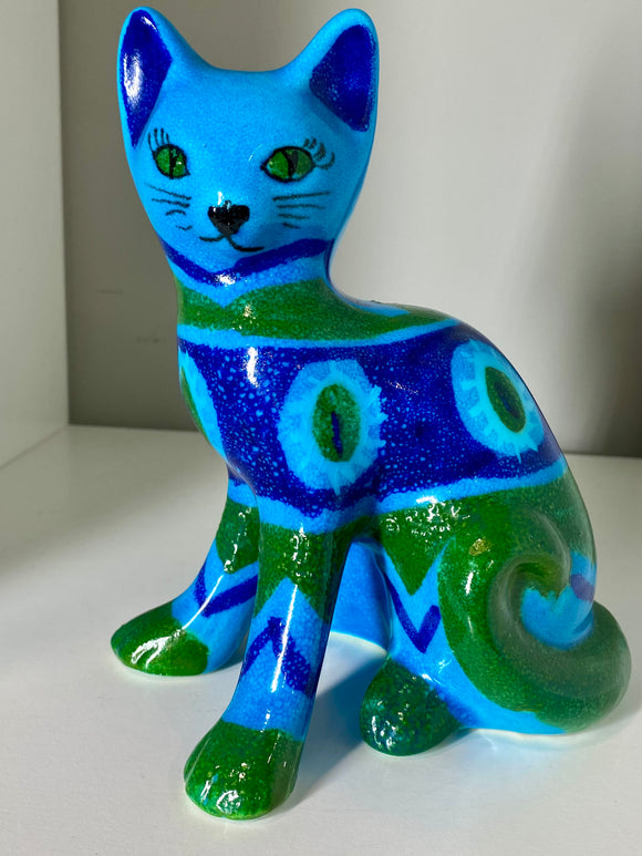 Vintage 1960s Italian Ceramic Cat by Bellini – Hand-Painted Mid-Century Art