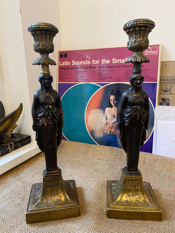 Pair of early twentieth century candlesticks in a Regency style.