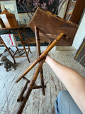 Antique Bamboo Occasional Table | Scorched Tortoiseshell Finish, Woven Rattan Top, Victorian/Edwardian