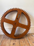 Wooden gear form decorative industrial object 52cm