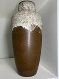 Vintage West German brown and white lava pottery vase