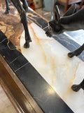 Large 1930s Art Deco Spelter Deer Garniture on Marble Base