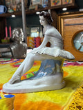 Polonne porcelain ballerina figurine – mid-century Soviet Ukrainian porcelain, hand-painted with gilt details