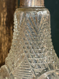 Antique Cut Glass Perfume Bottle with Sterling Silver Collar