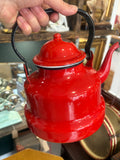 Vintage Mid-Century Red Enamel Kettle – Retro Kitchenware, Collectible Teapot