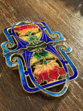 Art Nouveau Enamel & Brass Nurse Buckle – Victorian Two-Part Buckle