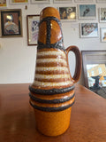 Mid-Century Scheurich West German Pottery Jug Vase – Brown, Cream & Black