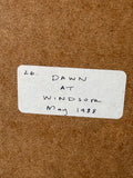 Close-up of handwritten label reading Dawn at Windsor May 1988