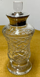 Edwardian pressed glass scent bottle with sterling silver neck