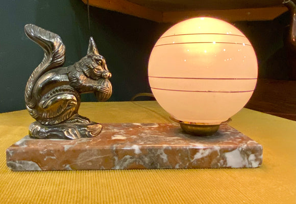 Art Deco squirrel side lamp