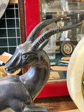 Art Deco Marble Mantel Clock with Stag Garniture – 1930s