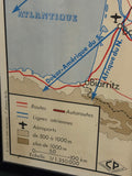 Vintage French Wall Map – “Routes et Voies Aériennes”, Éditions Rossignol, Mid-Century