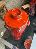 Overhead view of mid-century jug lid and glaze pattern
