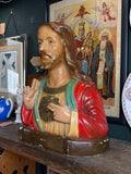 Vintage French Chalkware Jesus Bust – Large Religious Icon (34cm)