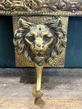 1920s Brass Repoussé Coat and Hat Rack with Bevelled Mirror