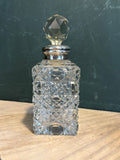 Art Deco Cut Glass Perfume Bottle with Silver Mount – 1930s Vintage