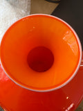 Mid-Century Italian Opaline Glass Vase with Clear Applied Handles