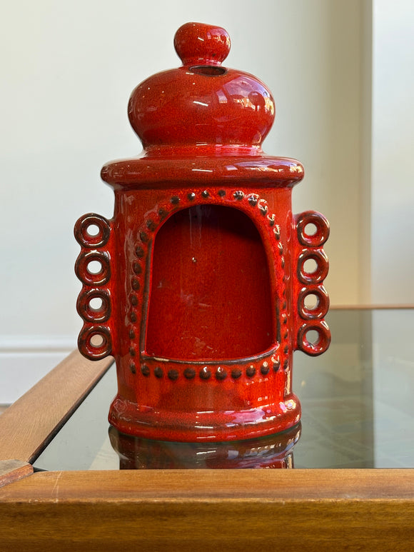 Vintage red ceramic tealight holder by Pan Keramik Goebel, West Germany