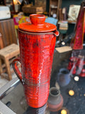 Mid-Century Studio Pottery Jug with Lid | Red Drip Glaze Ceramic