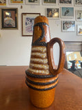 Mid-Century Scheurich West German Pottery Jug Vase – Brown, Cream & Black