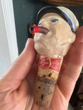 Vintage 1950s Kinki-Bee Winston Churchill Wine Pourer & Bottle Stopper – Hand-Painted Papier-Mâché – Made in England