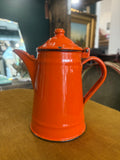 Vintage Yugoslavian Orange Enamel Coffee Pot – c.1970s