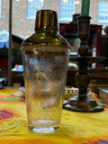 Vintage Art Deco Glass Cocktail Shaker with Gold Etched Design