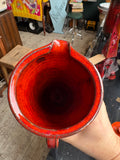 Mid-Century Studio Pottery Jug with Lid | Red Drip Glaze Ceramic