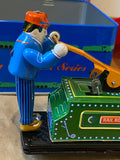 Boxed Schylling tin toy litho wind up railroad handcar